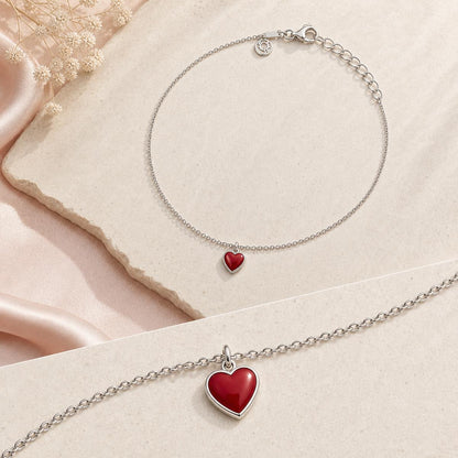 Silver Ruby Heart Anklet product image 11
