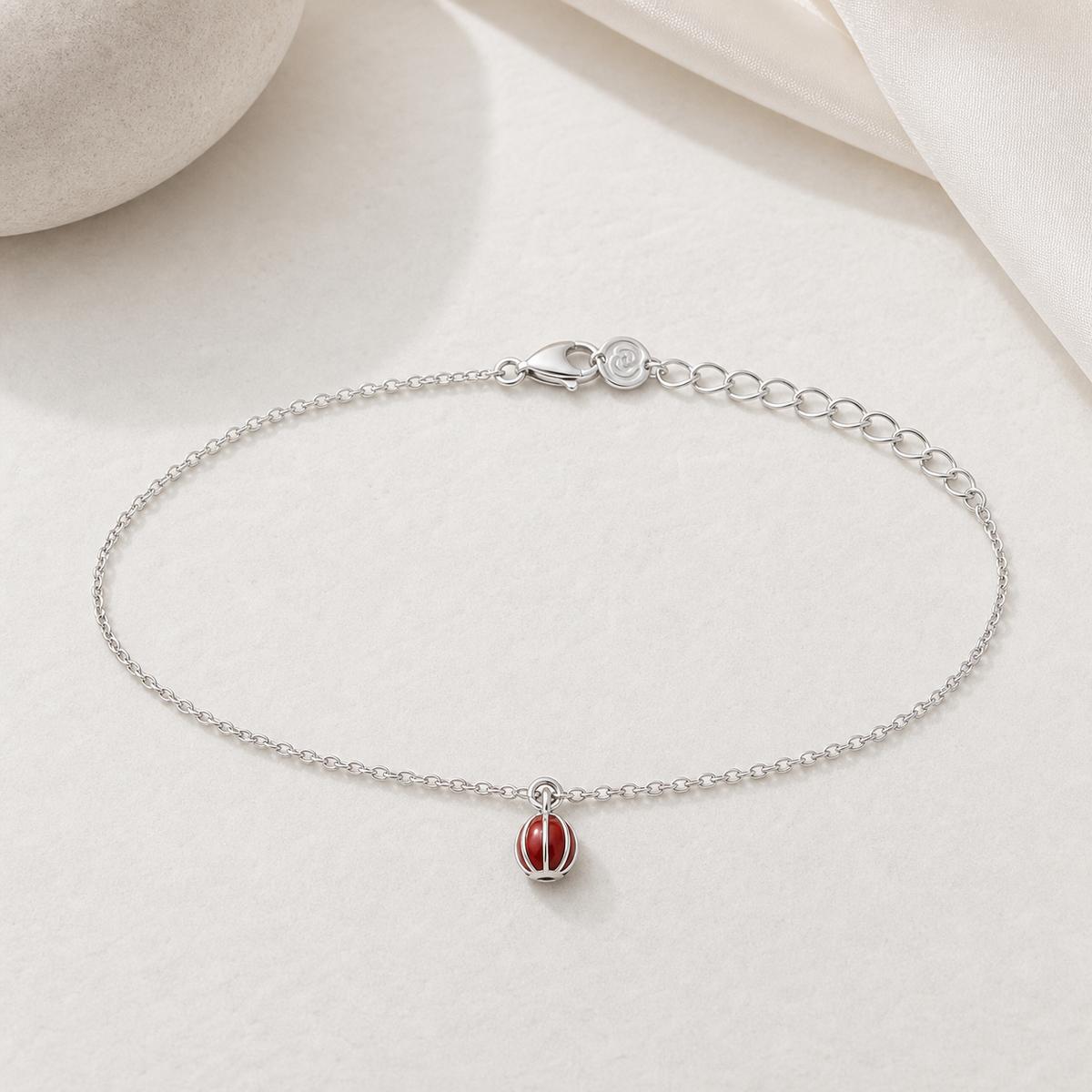 Silver Ruby Orb Anklet product image 1