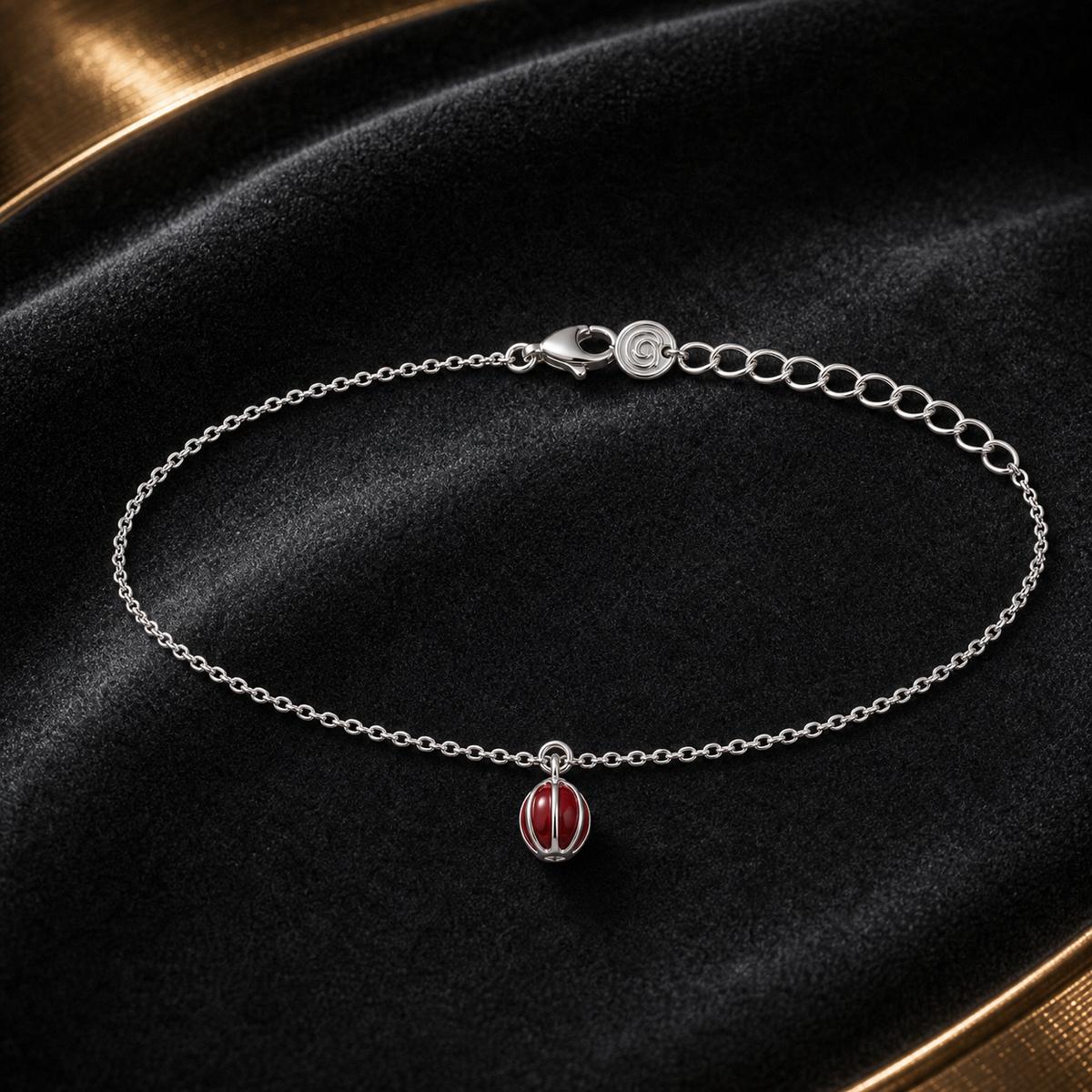 Silver Ruby Orb Anklet product image 3