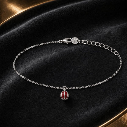 Silver Ruby Orb Anklet product image 3