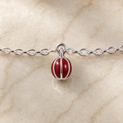 Silver Ruby Orb Anklet product image 7