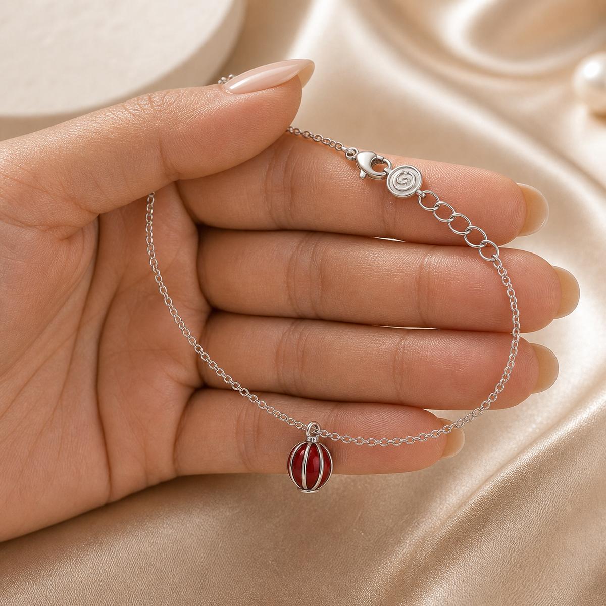 Silver Ruby Orb Anklet product image 10