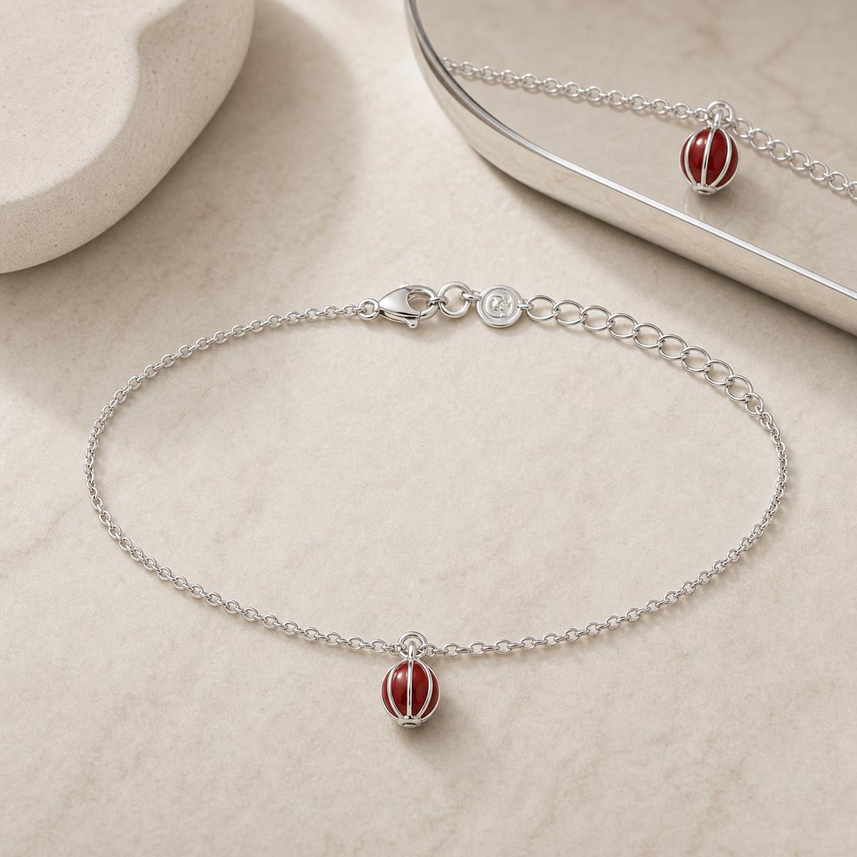 Silver Ruby Orb Anklet product image 11