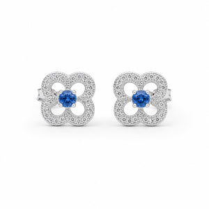 Silver Sapphire Clover Bloom Earrings product image 1