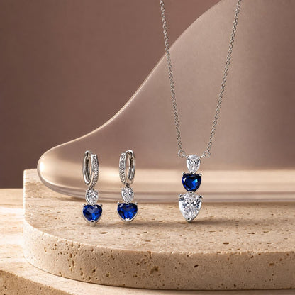 Silver Sapphire Heart Drop Jewellery Set product image 5