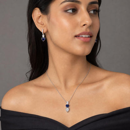 Silver Sapphire Heart Drop Jewellery Set product image 6