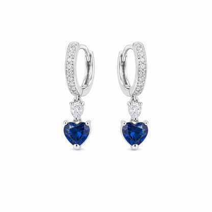Silver Sapphire Heart Huggie Earrings product image 1