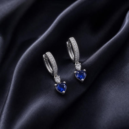 Silver Sapphire Heart Huggie Earrings product image 6