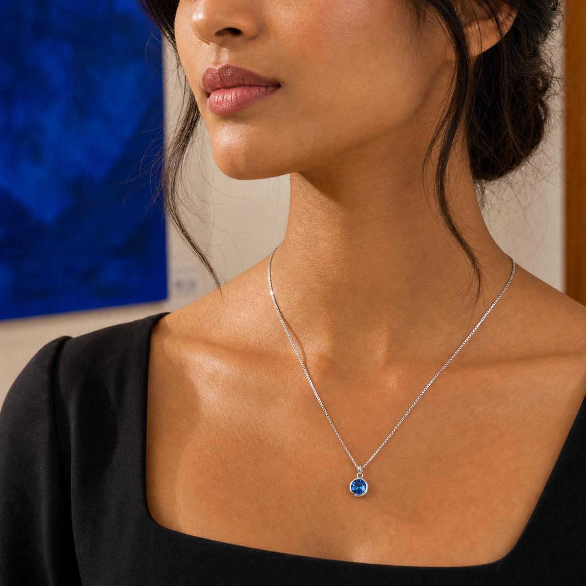 Silver Sapphire Orbit Pendant product image 6