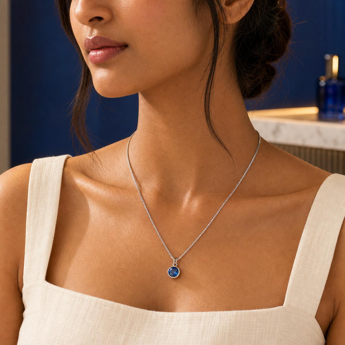 Silver Sapphire Orbit Pendant product image 8