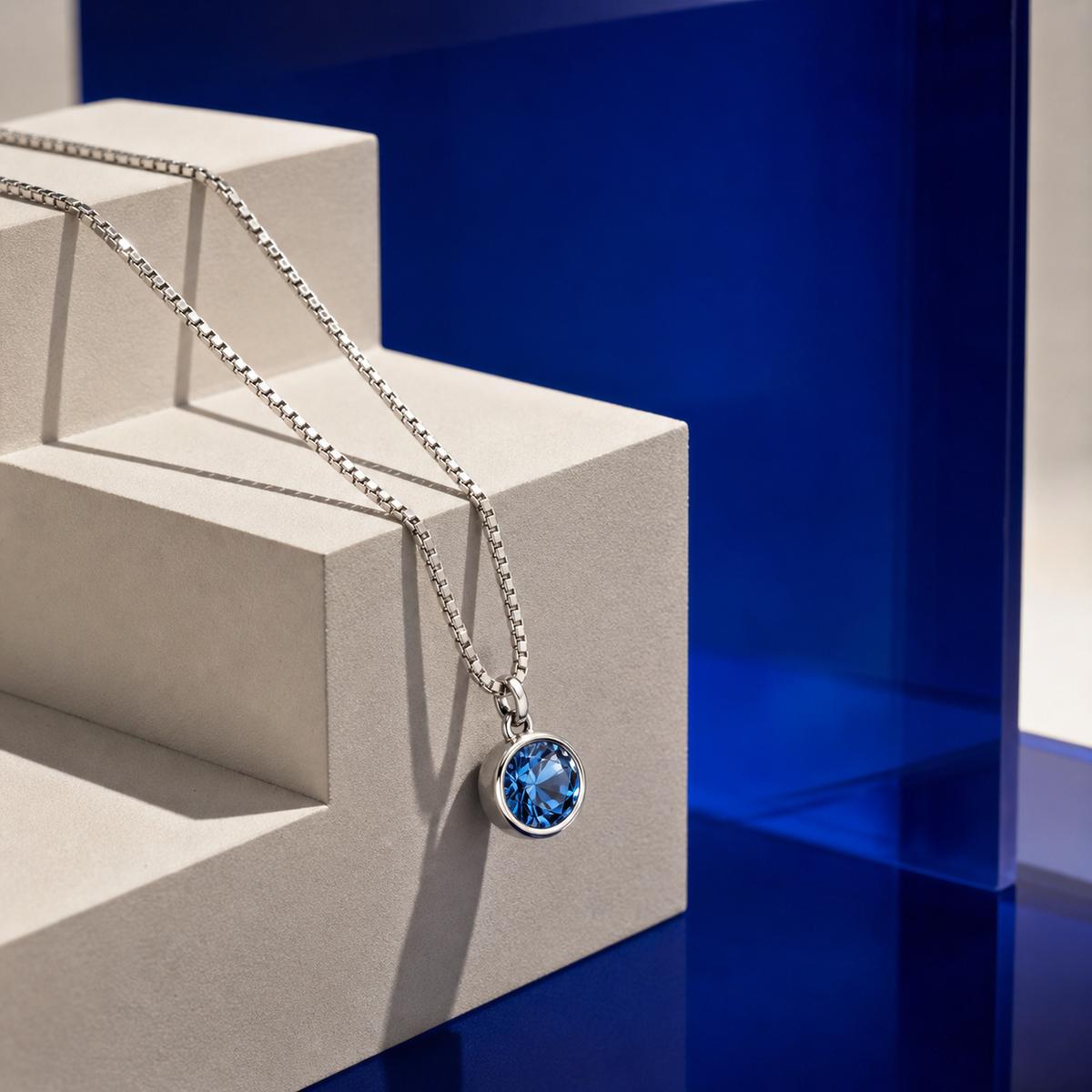 Silver Sapphire Orbit Pendant product image 4
