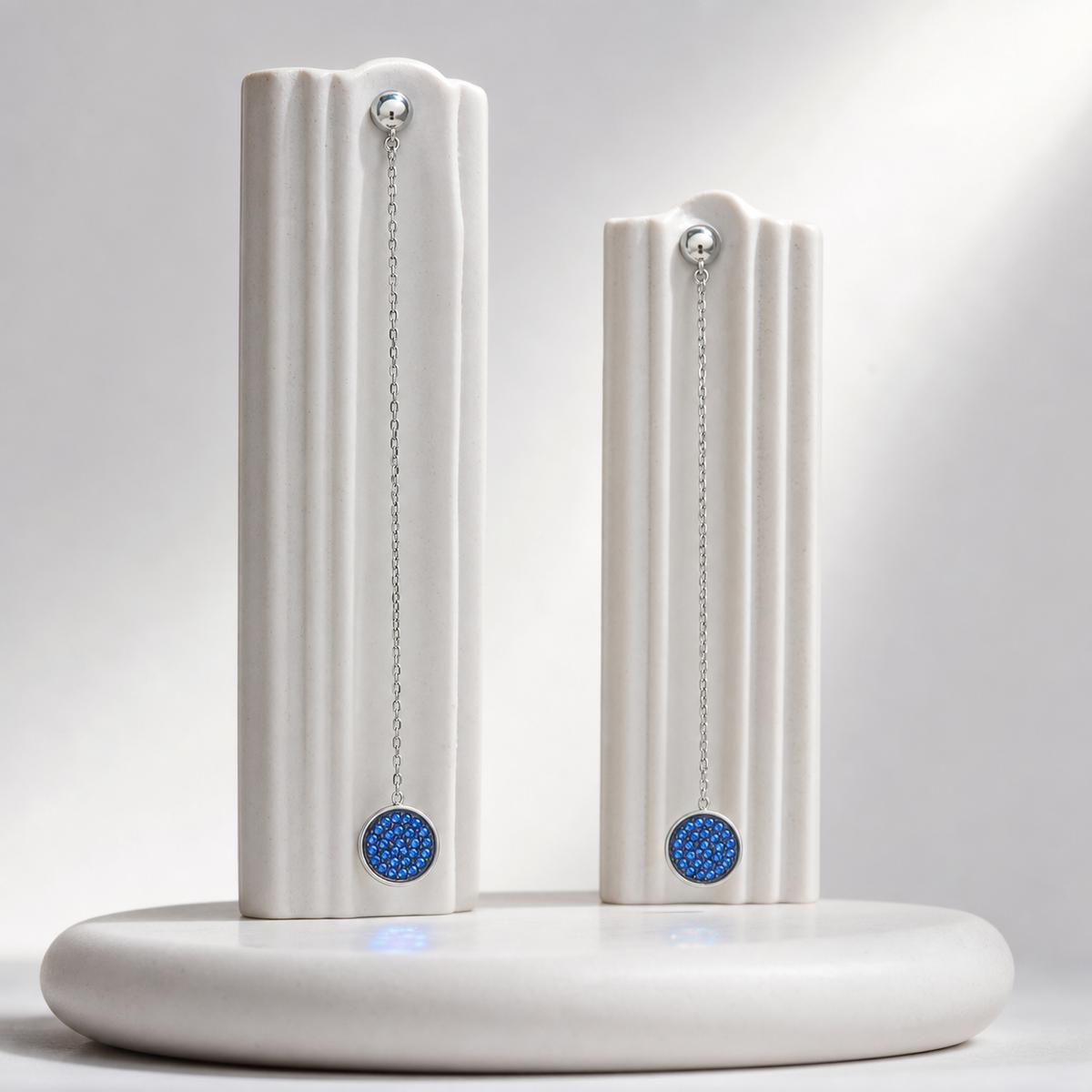 Silver Sapphire Thread Earrings product image 4