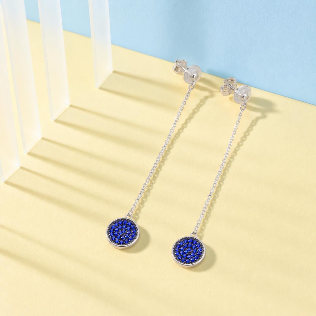 Silver Sapphire Thread Earrings product image 5
