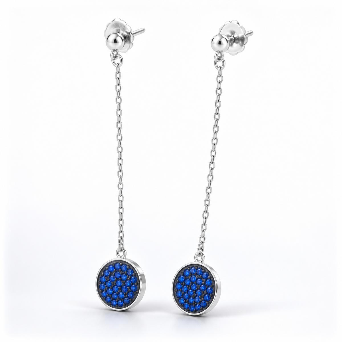 Silver Sapphire Thread Earrings product image 2