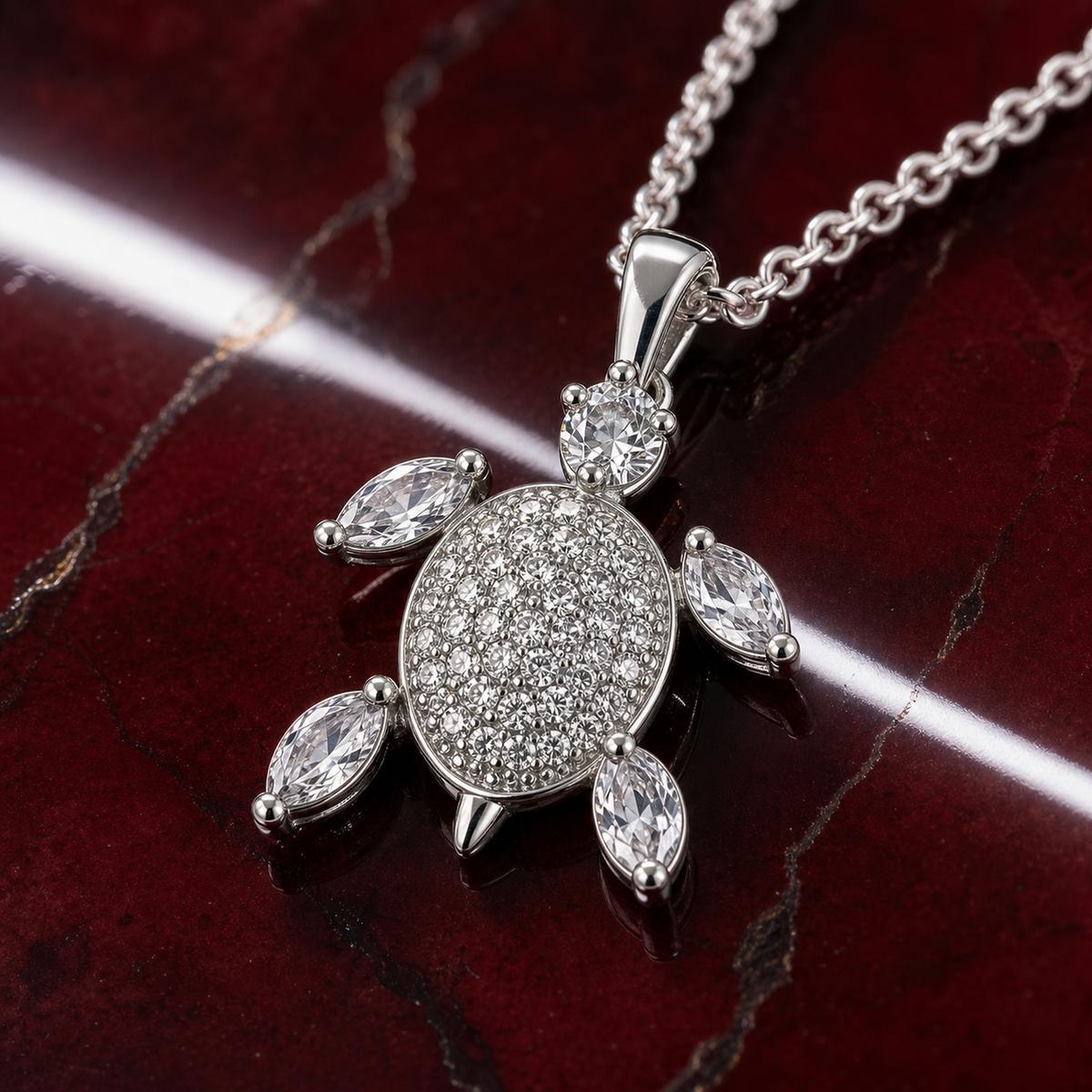 Silver Sea Turtle Charm Pendant design detail