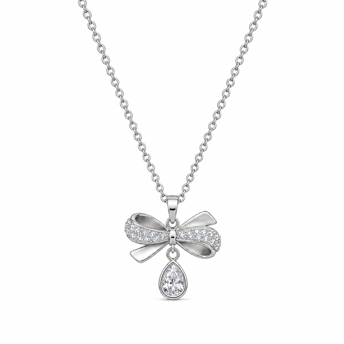 Silver Seraphina Bow Drop Pendant
