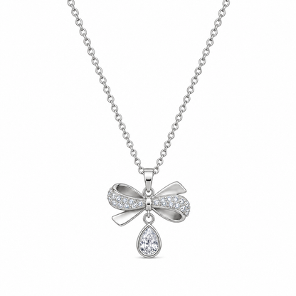 Silver Seraphina Bow Drop Pendant