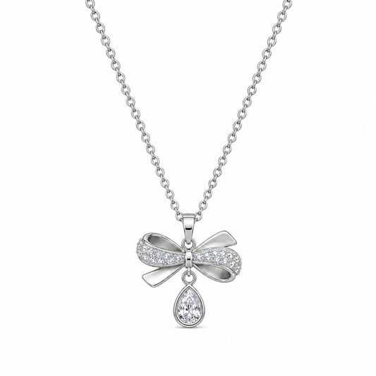 Silver Seraphina Bow Drop Pendant