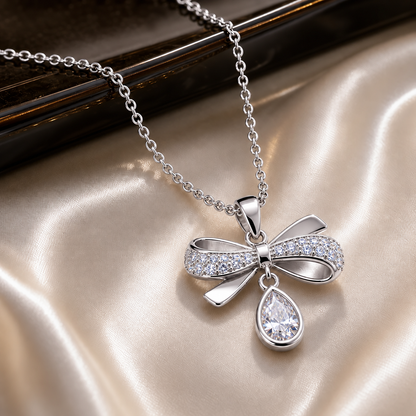 Silver Seraphina Bow Drop Pendant