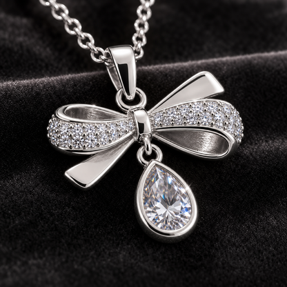 Silver Seraphina Bow Drop Pendant
