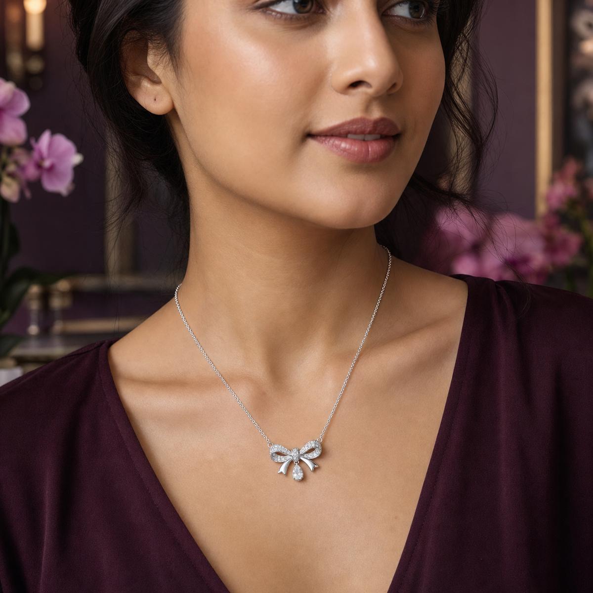 Silver Seraphina Bow Drop Pendant product image 6