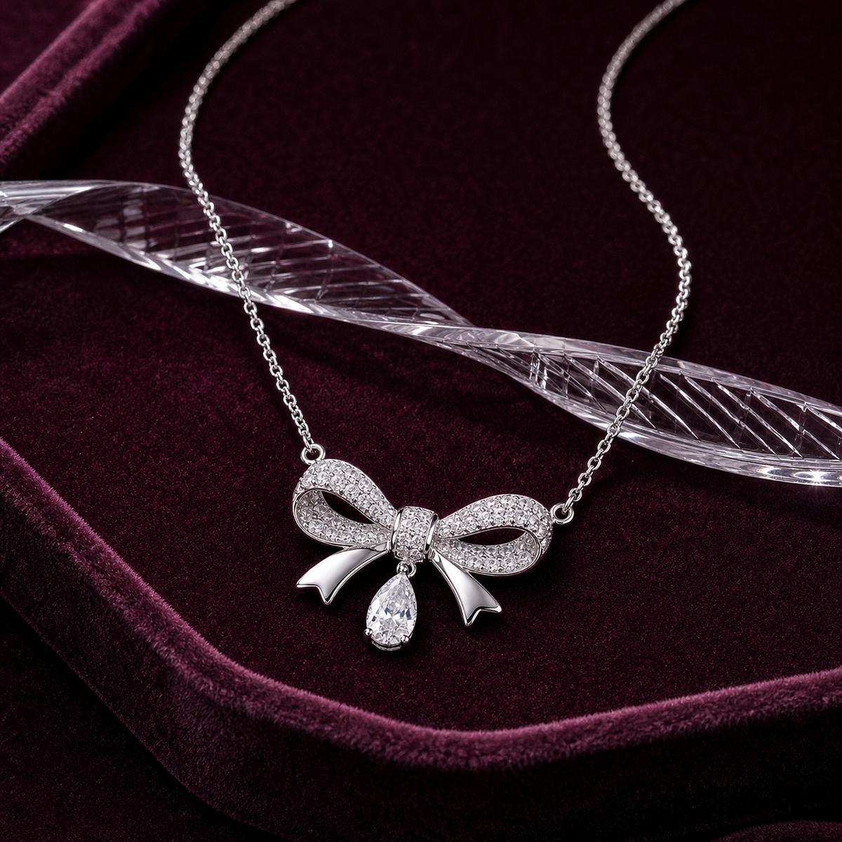 Silver Seraphina Bow Drop Pendant product image 3