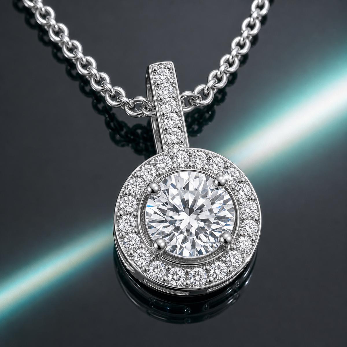 Silver Solara Halo Pendant design detail