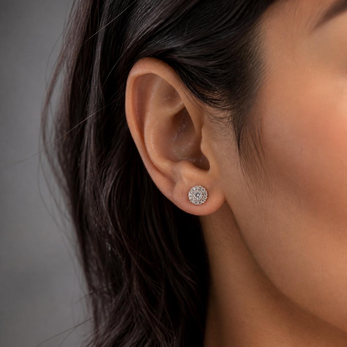 Silver Solara Rosette Halo Earrings product image 3