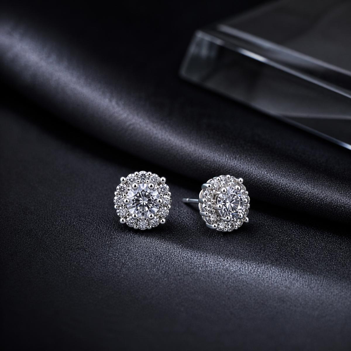 Silver Solara Rosette Halo Earrings product image 5