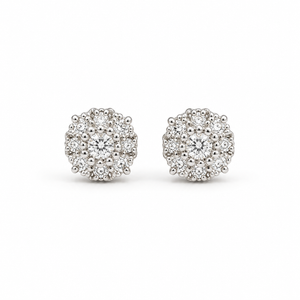 Silver Solara Rosette Halo Earrings