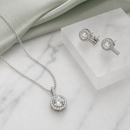 Silver Solitaire Round Halo Jewellery Set product image 3