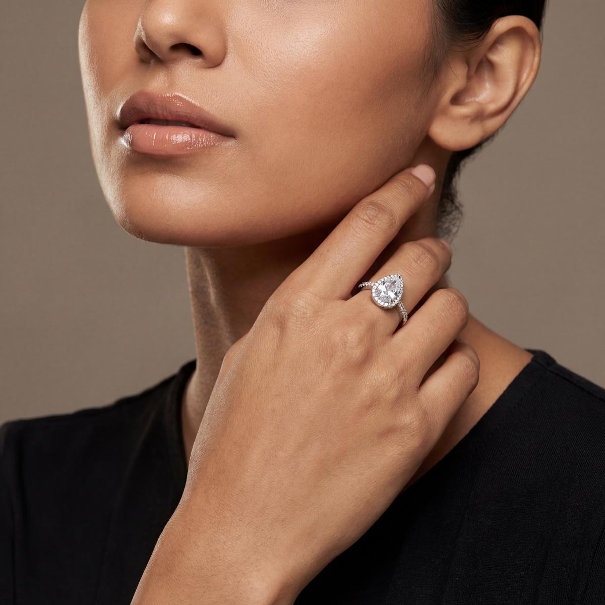Silver Teardrop Halo Ring product image 5