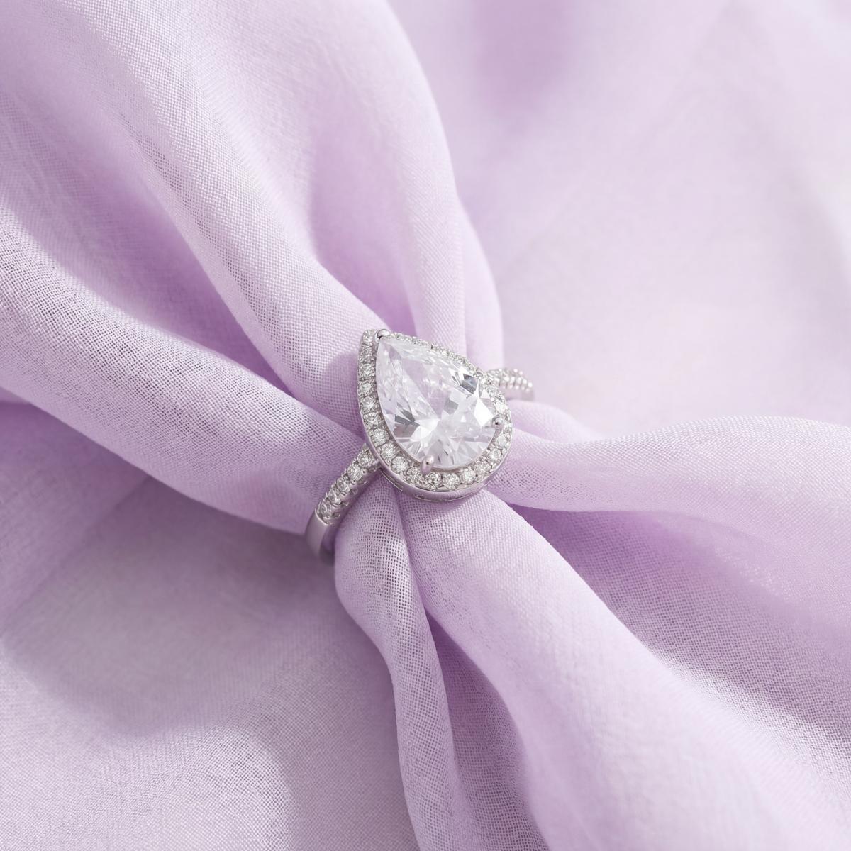 Silver Teardrop Halo Ring product image 3