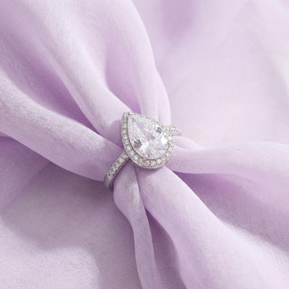 Silver Teardrop Halo Ring product image 3