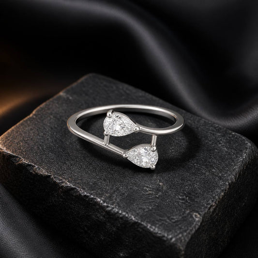 Silver Adjustable Twin Pear Ring product image 2