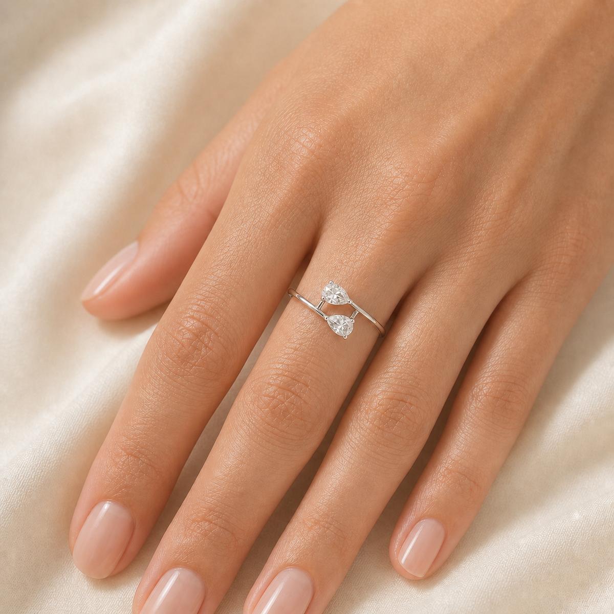 Silver Adjustable Twin Pear Ring product image 3