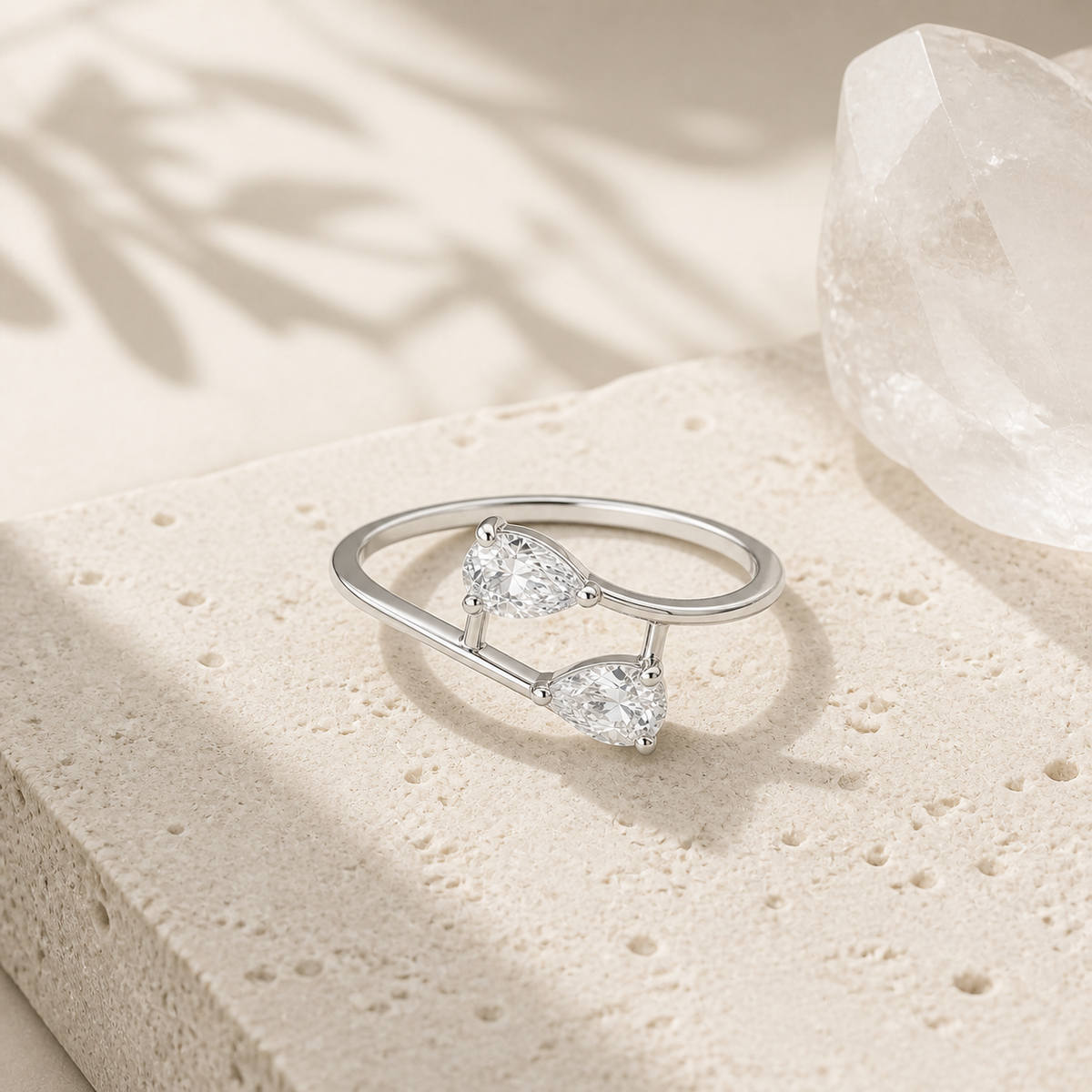 Silver Adjustable Twin Pear Ring product image 5