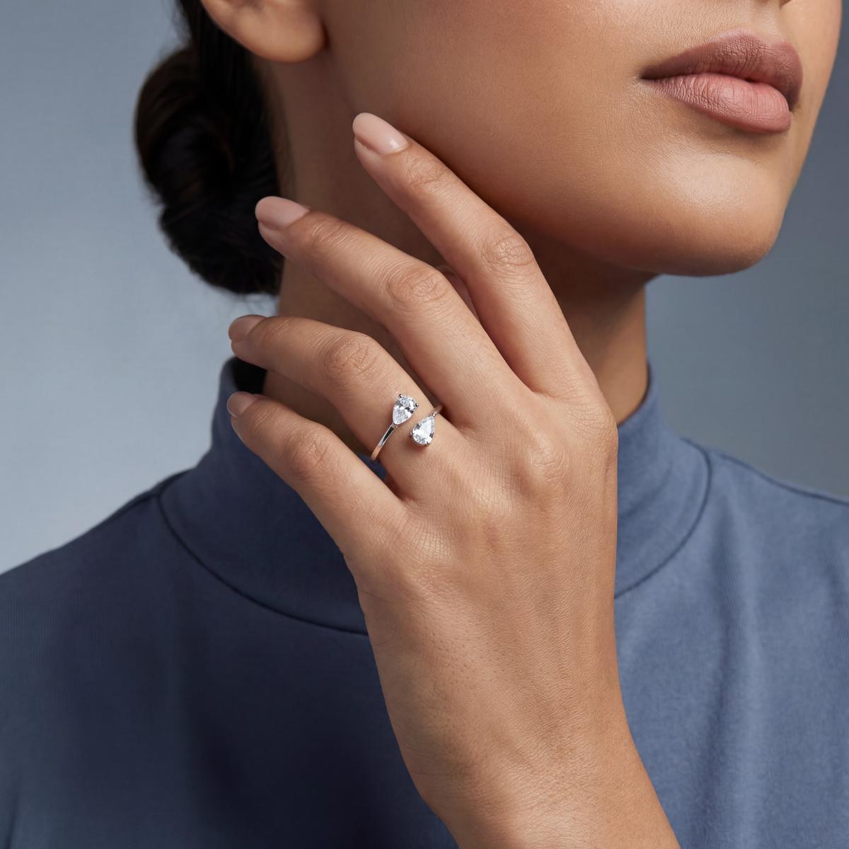 Silver Adjustable Twin Pear Ring product image 5
