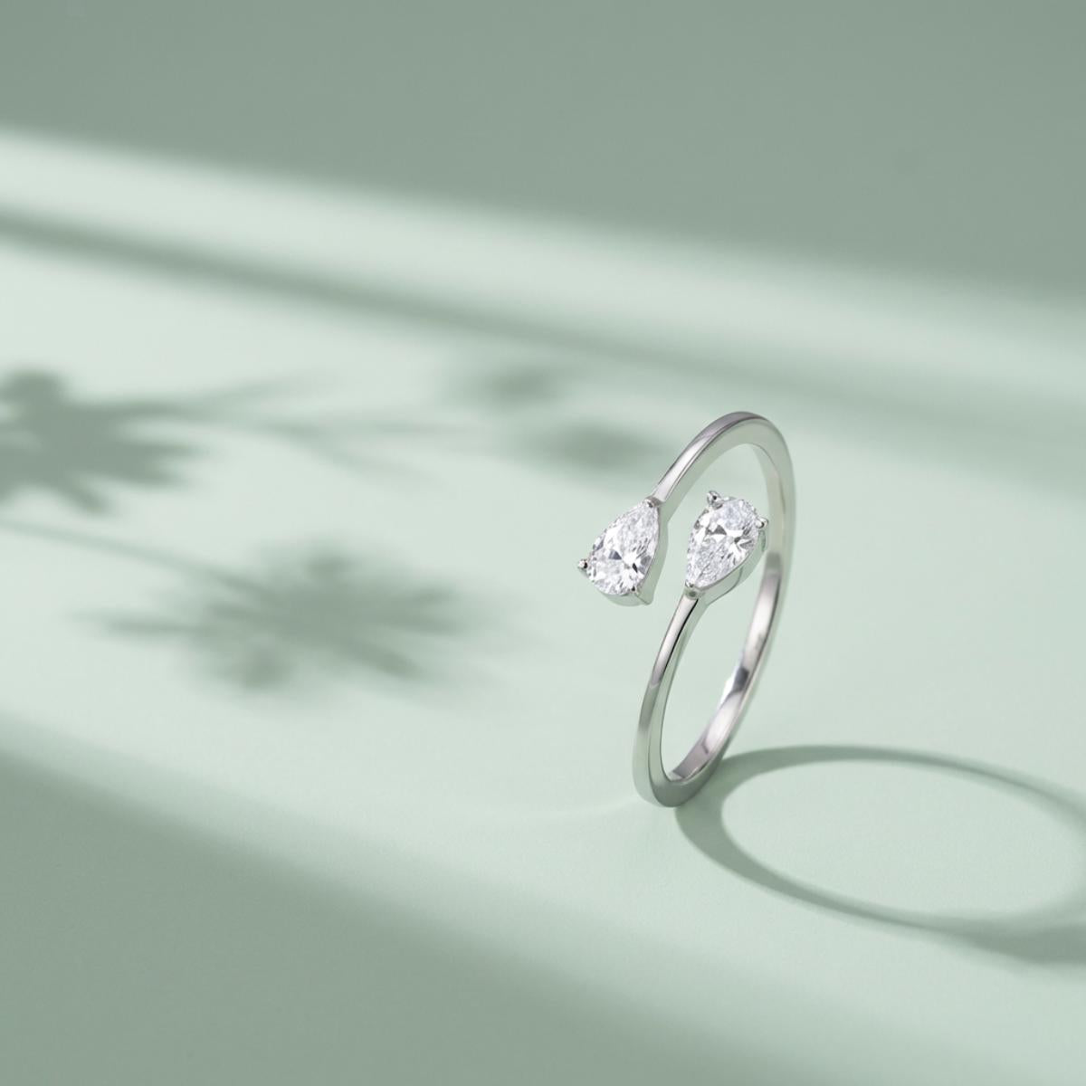 Silver Adjustable Twin Pear Ring product image 2