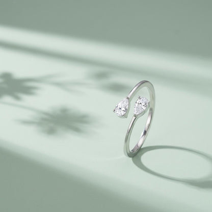 Silver Adjustable Twin Pear Ring product image 2