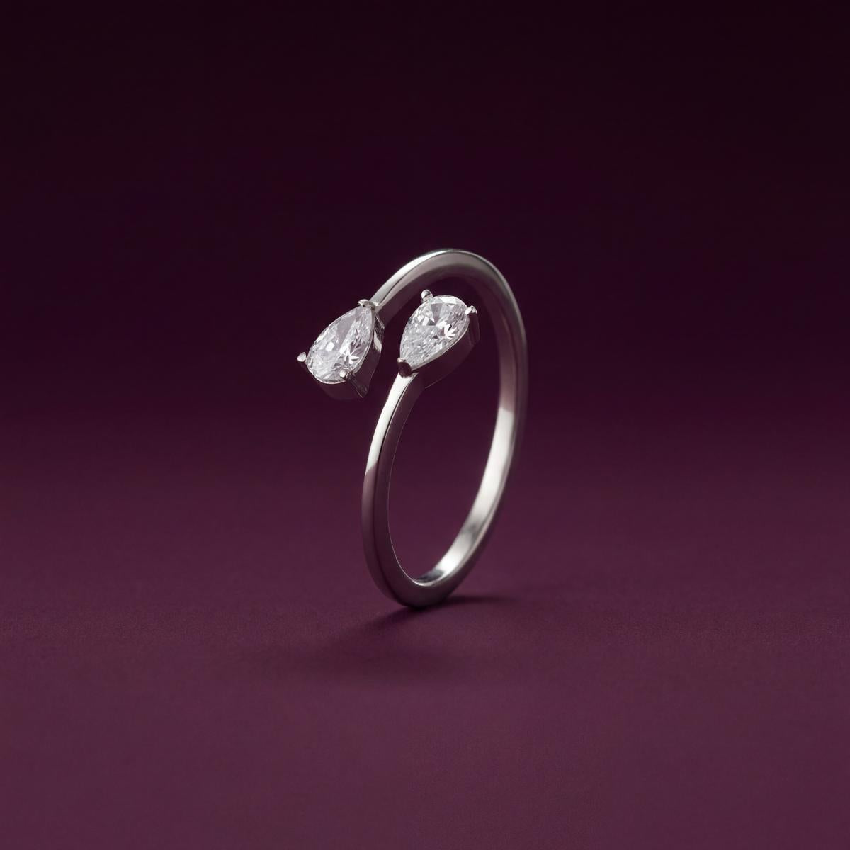 Silver Adjustable Twin Pear Ring product image 3