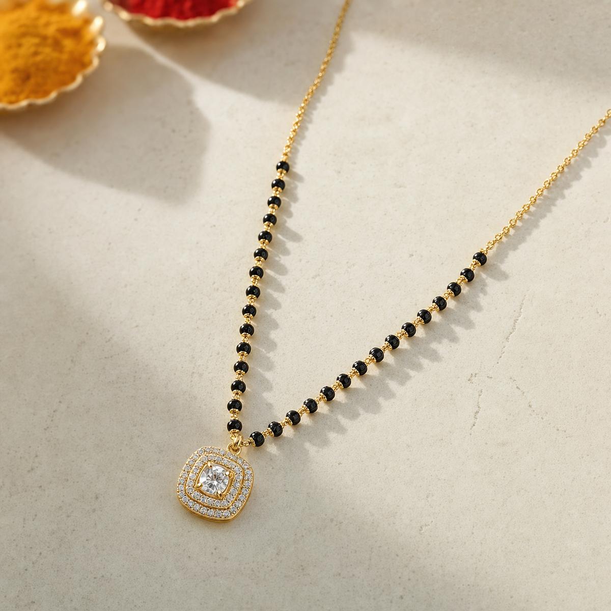 Yellow Gold Cushion Halo Mangalsutra product image 5
