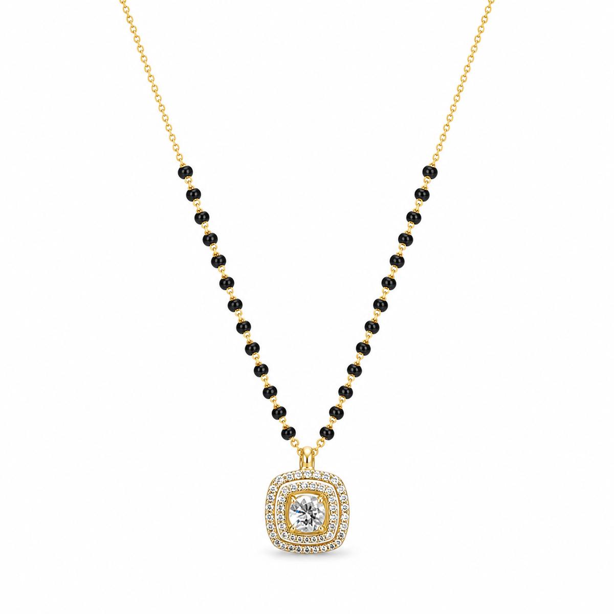 Yellow Gold Cushion Halo Mangalsutra product image 1