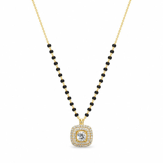 Yellow Gold Cushion Halo Mangalsutra product image 1
