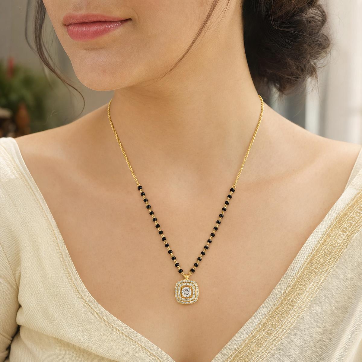 Yellow Gold Cushion Halo Mangalsutra product image 3