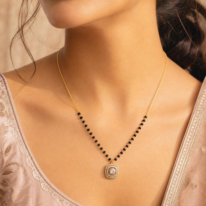 Yellow Gold Cushion Halo Mangalsutra product image 4