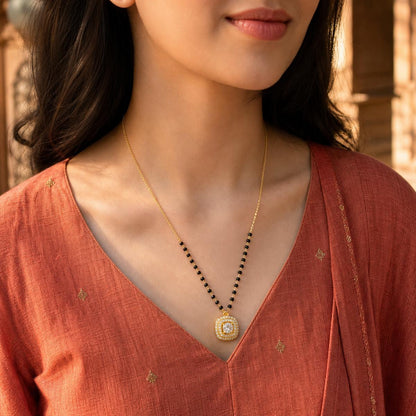 Yellow Gold Cushion Halo Mangalsutra product image 6