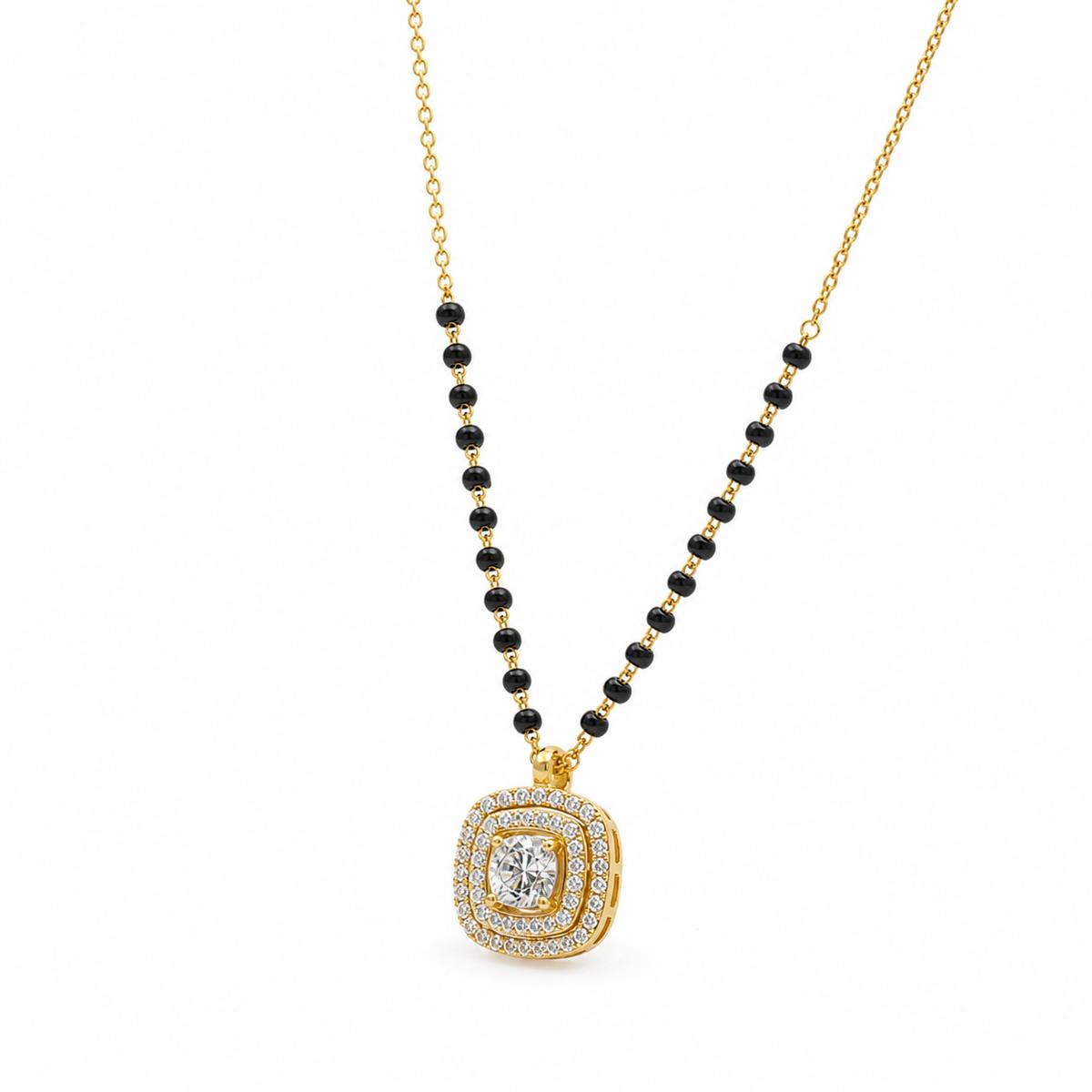Yellow Gold Cushion Halo Mangalsutra product image 2