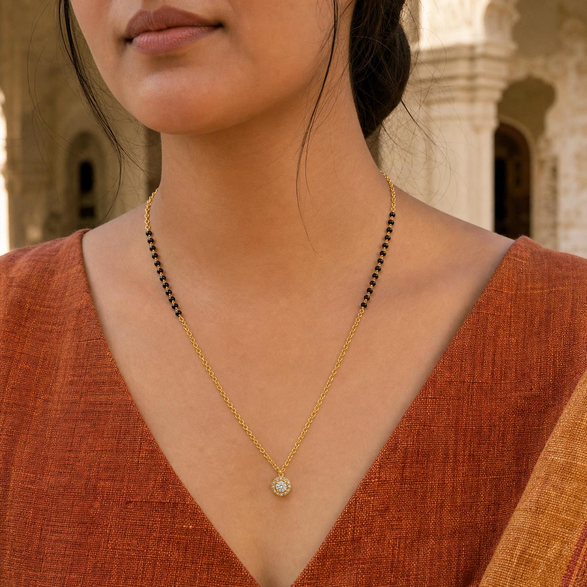 Yellow Gold Dewdrop Halo Mangalsutra product image 6