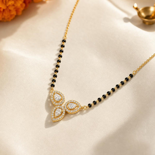 Yellow Gold Floral Drop Mangalsutra product image 2
